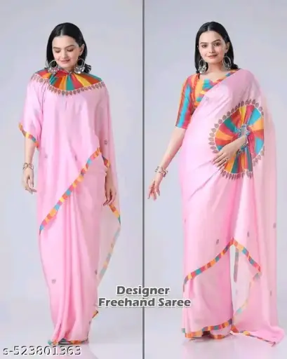 Printed Satin Saree 